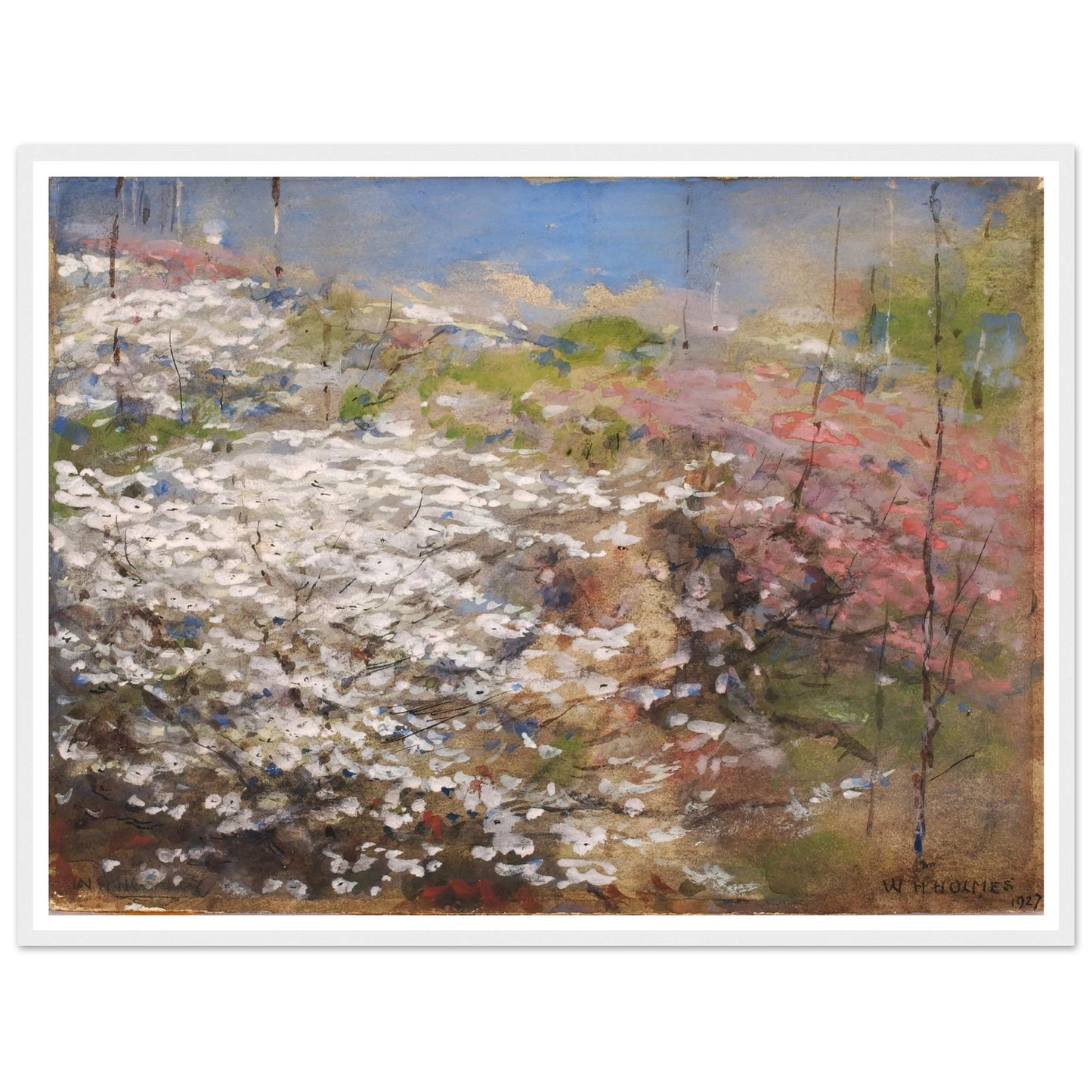 Field Of Blossoms (1927) Art Print | William Henry Holmes - Framed Poster - 30x40 cm / 12x16″ - Black frame