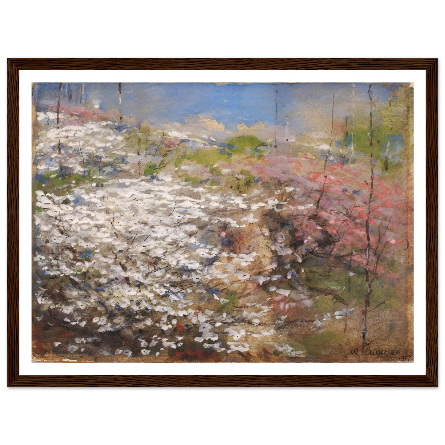 Field Of Blossoms (1927) Art Print | William Henry Holmes - Framed Poster - 30x40 cm / 12x16″ - Black frame