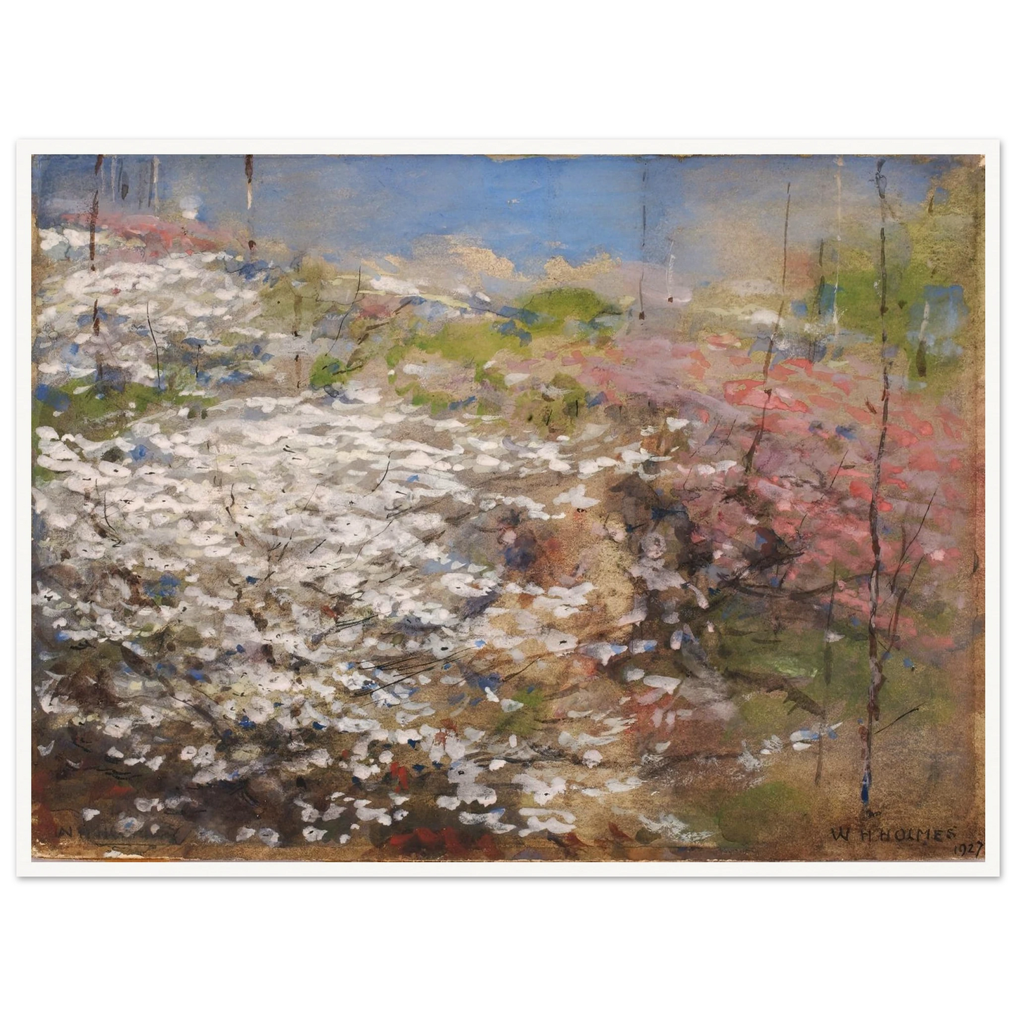Field Of Blossoms (1927) Art Print | William Henry Holmes - Framed Poster - 30x40 cm / 12x16″ - Black frame