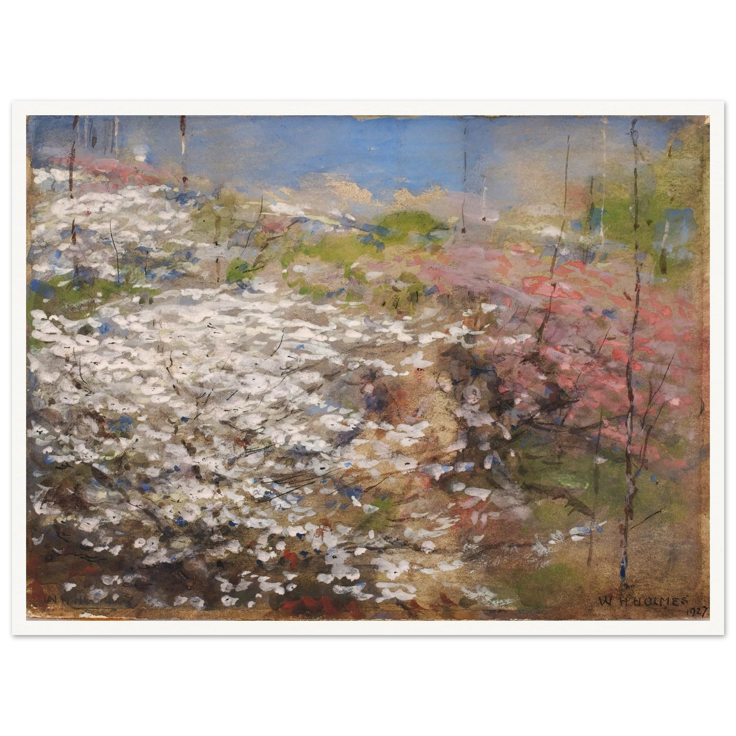 Field Of Blossoms (1927) Art Print | William Henry Holmes - Framed Poster - 30x40 cm / 12x16″ - Black frame