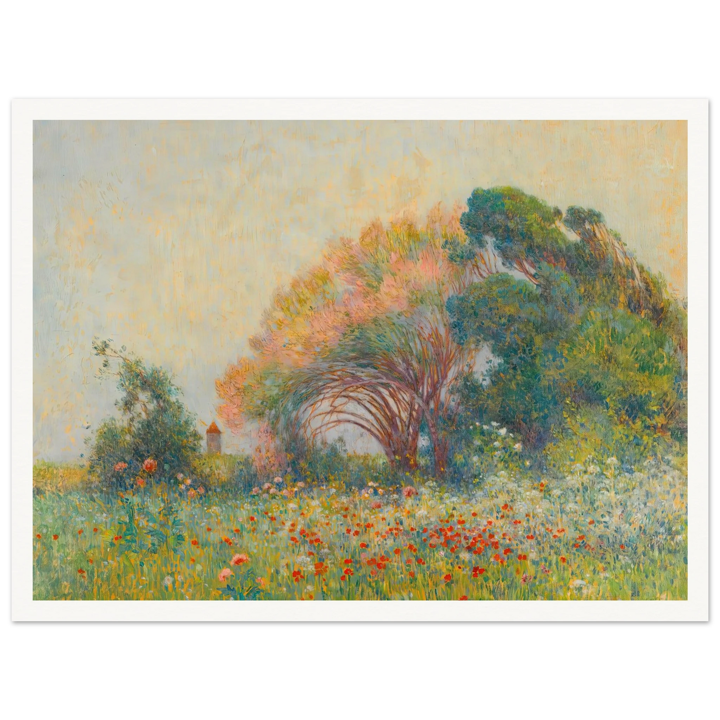 Field of Poppies and Umbels near Batz-sur-mer, 1919 Art Print | Ferdinand du Puigaudeau - Framed Poster - 30x40 cm / 12x16″ - Black frame