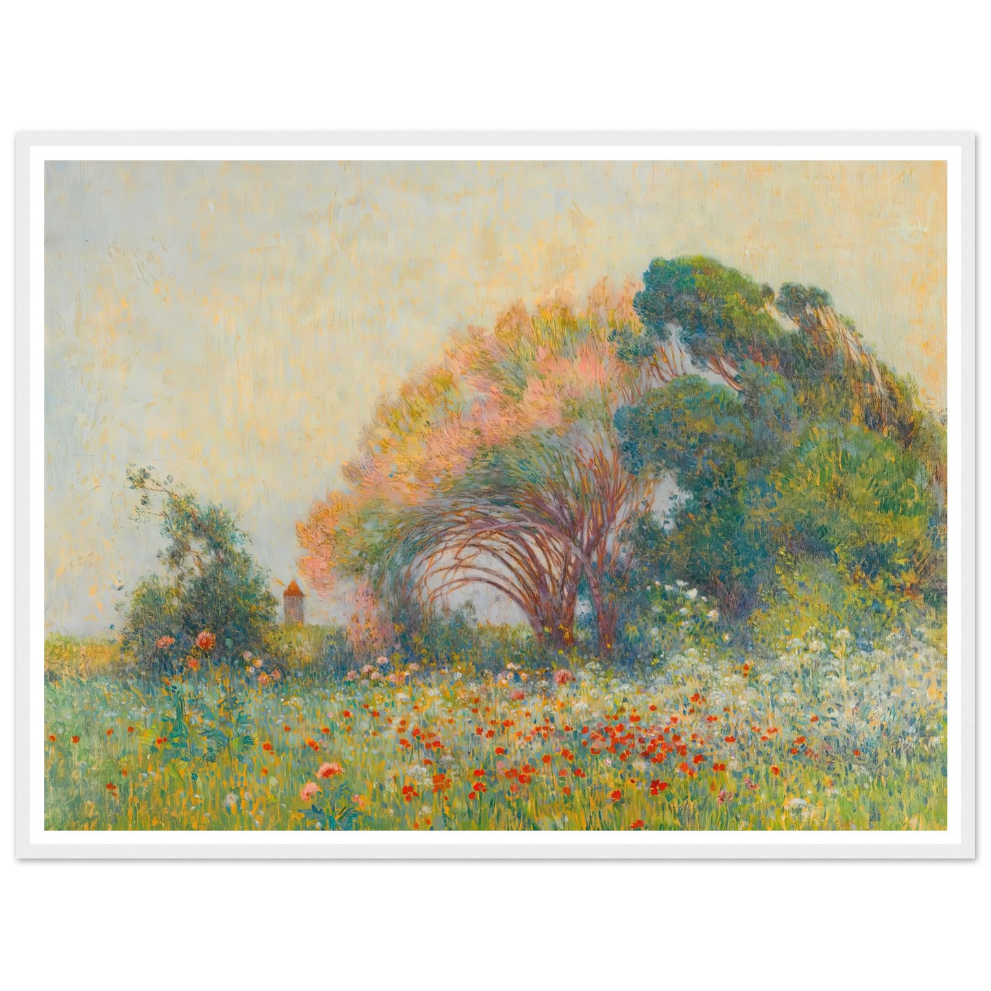 Field of Poppies and Umbels near Batz-sur-mer, 1919 Art Print | Ferdinand du Puigaudeau - Framed Poster - 30x40 cm / 12x16″ - Black frame