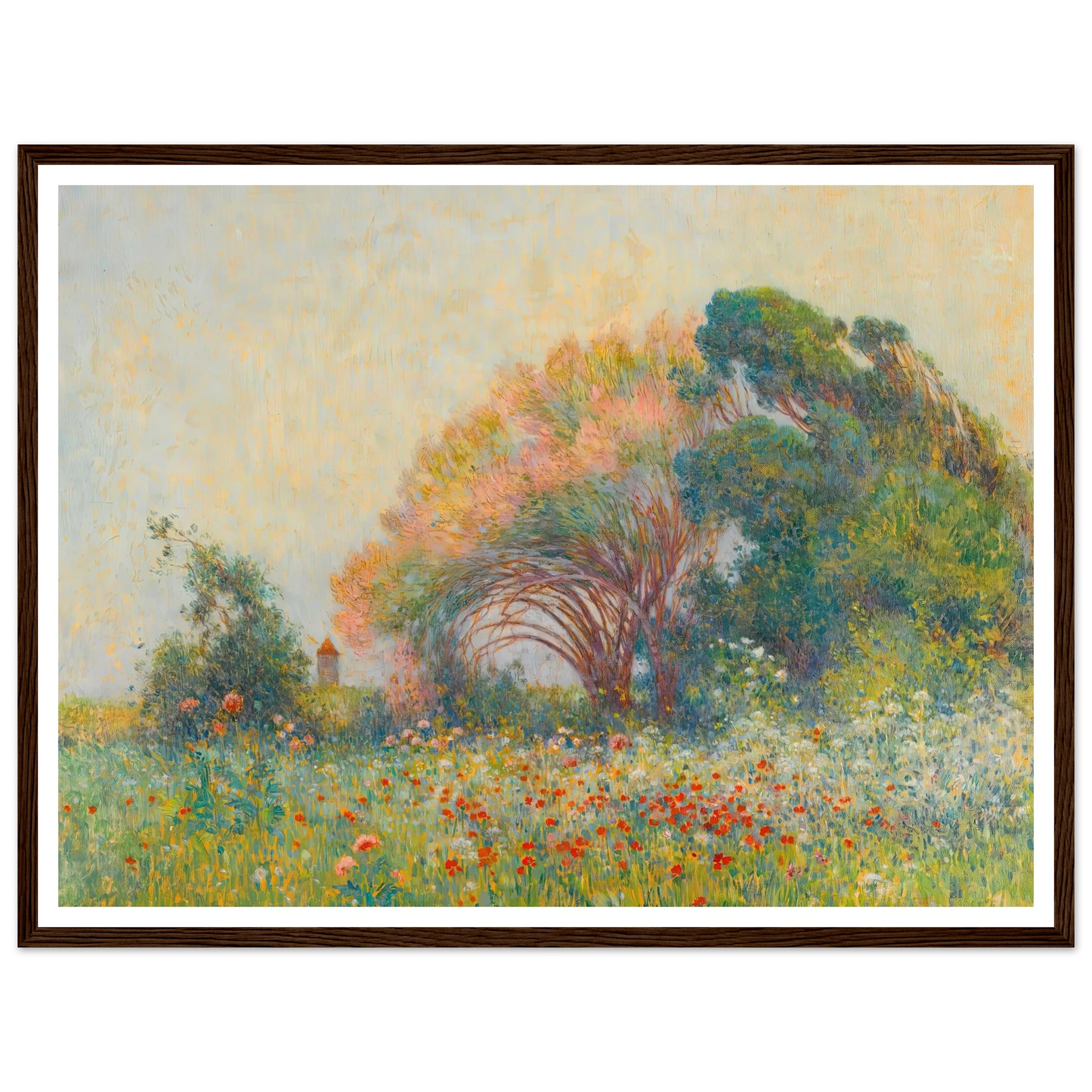 Field of Poppies and Umbels near Batz-sur-mer, 1919 Art Print | Ferdinand du Puigaudeau - Framed Poster - 30x40 cm / 12x16″ - Black frame