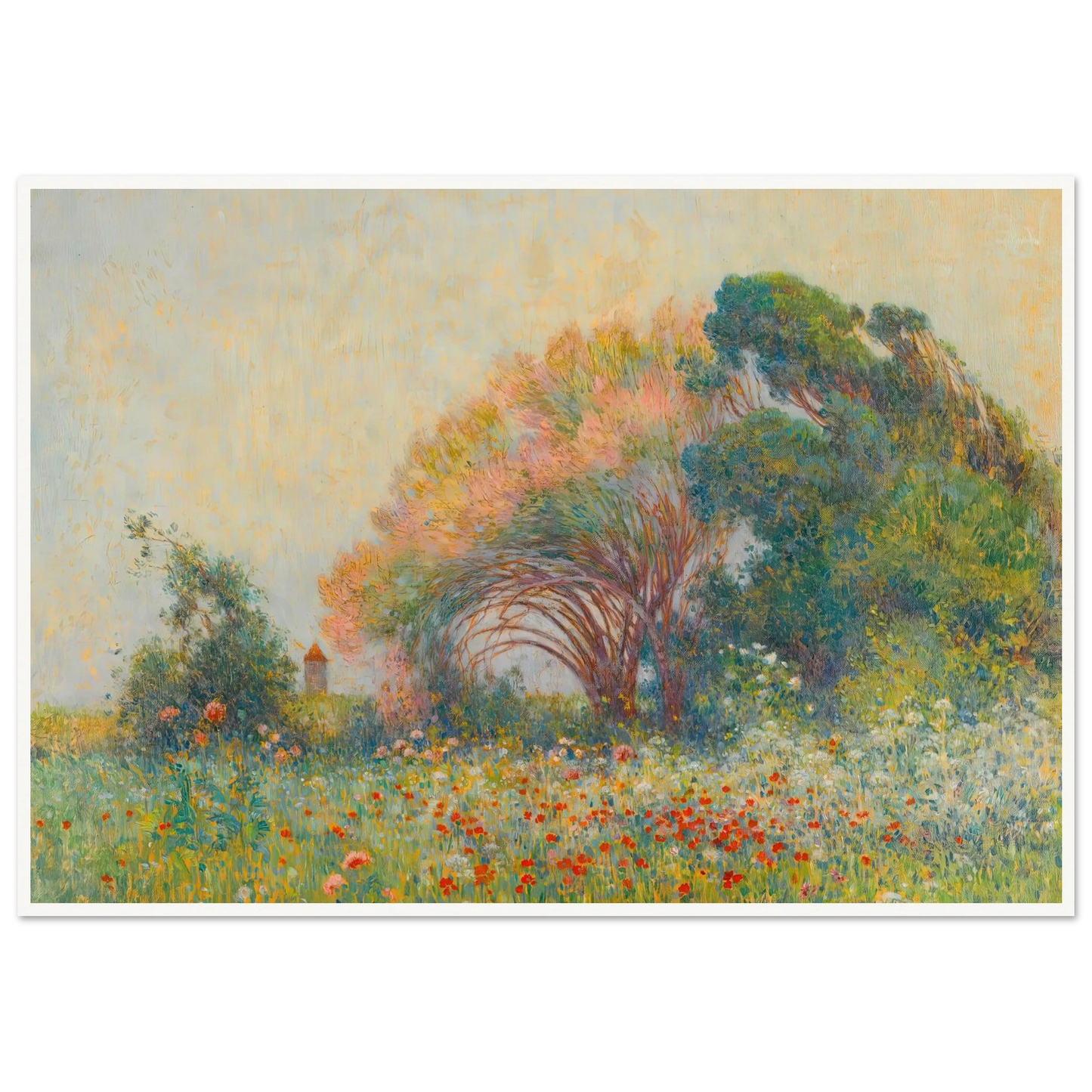 Field of Poppies and Umbels near Batz-sur-mer, 1919 Art Print | Ferdinand du Puigaudeau - Framed Poster - 30x40 cm / 12x16″ - Black frame
