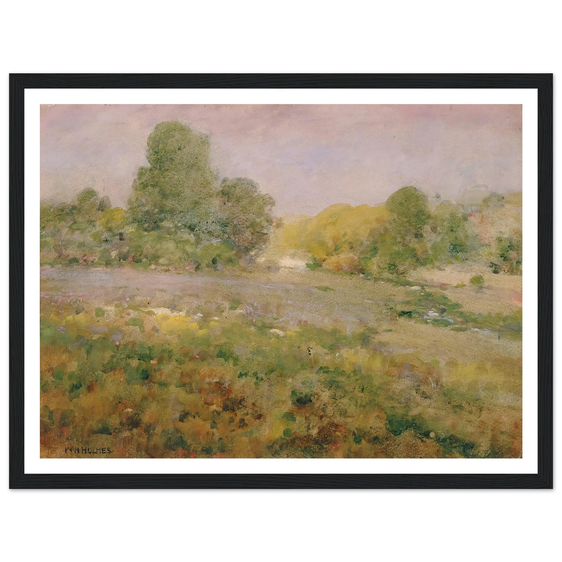 Field Of Varicolored Grasses In Late Summer (In The Virginia Hills) Art Print | William Henry Holmes - Framed Poster - 30x40 cm / 12x16″ - Black frame