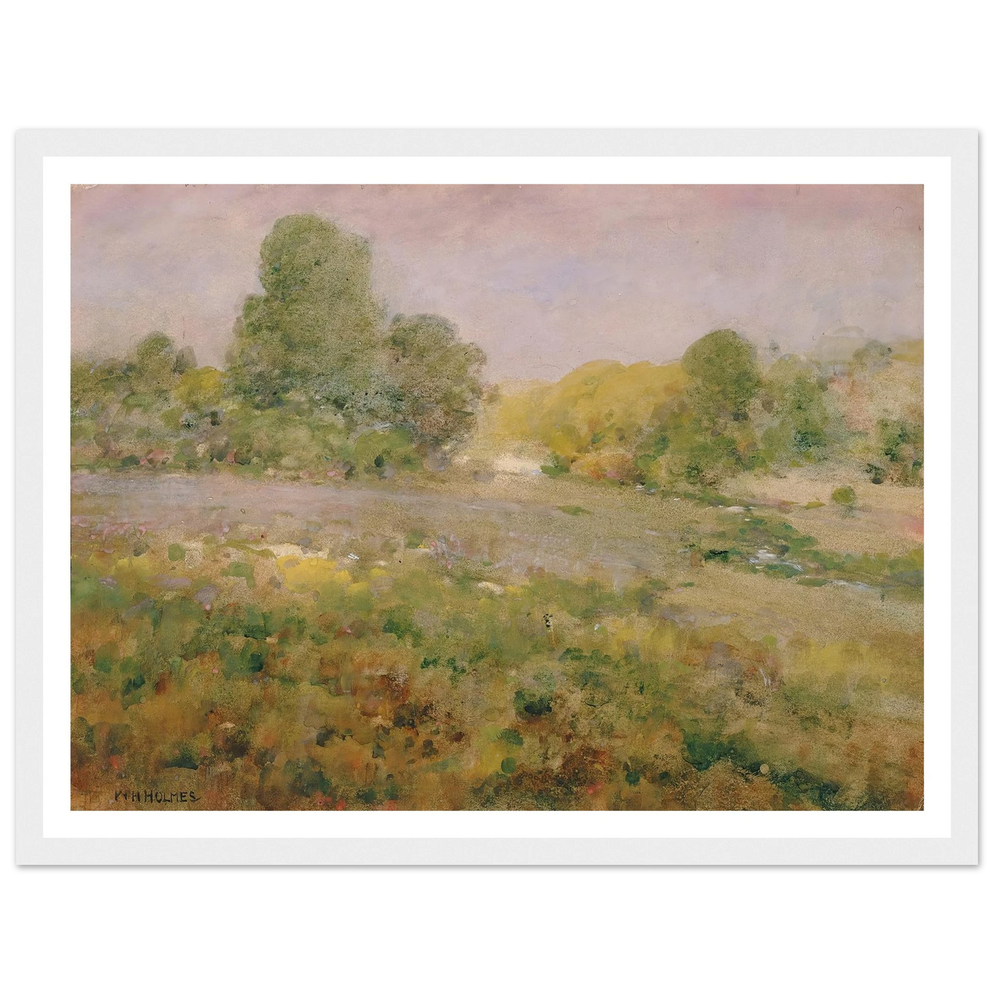 Field Of Varicolored Grasses In Late Summer (In The Virginia Hills) Art Print | William Henry Holmes - Framed Poster - 30x40 cm / 12x16″ - Black frame