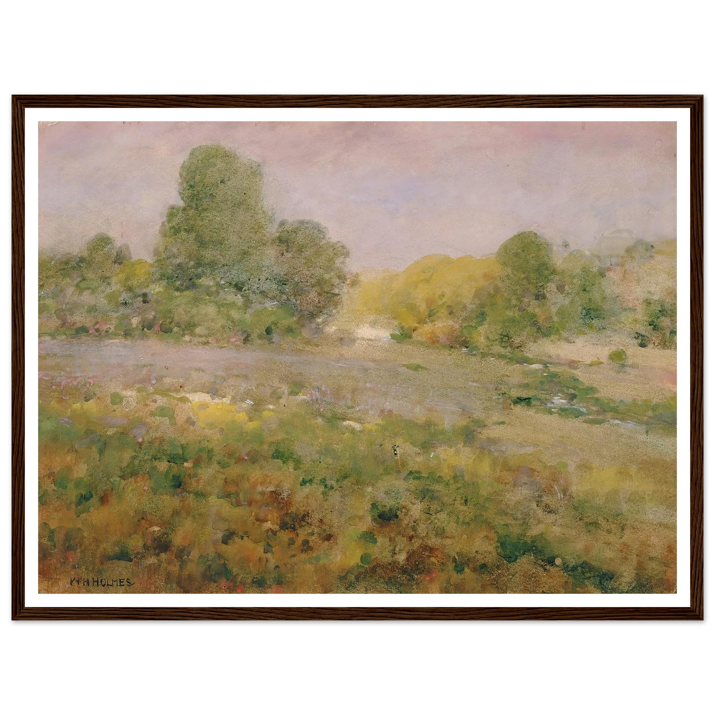 Field Of Varicolored Grasses In Late Summer (In The Virginia Hills) Art Print | William Henry Holmes - Framed Poster - 30x40 cm / 12x16″ - Black frame