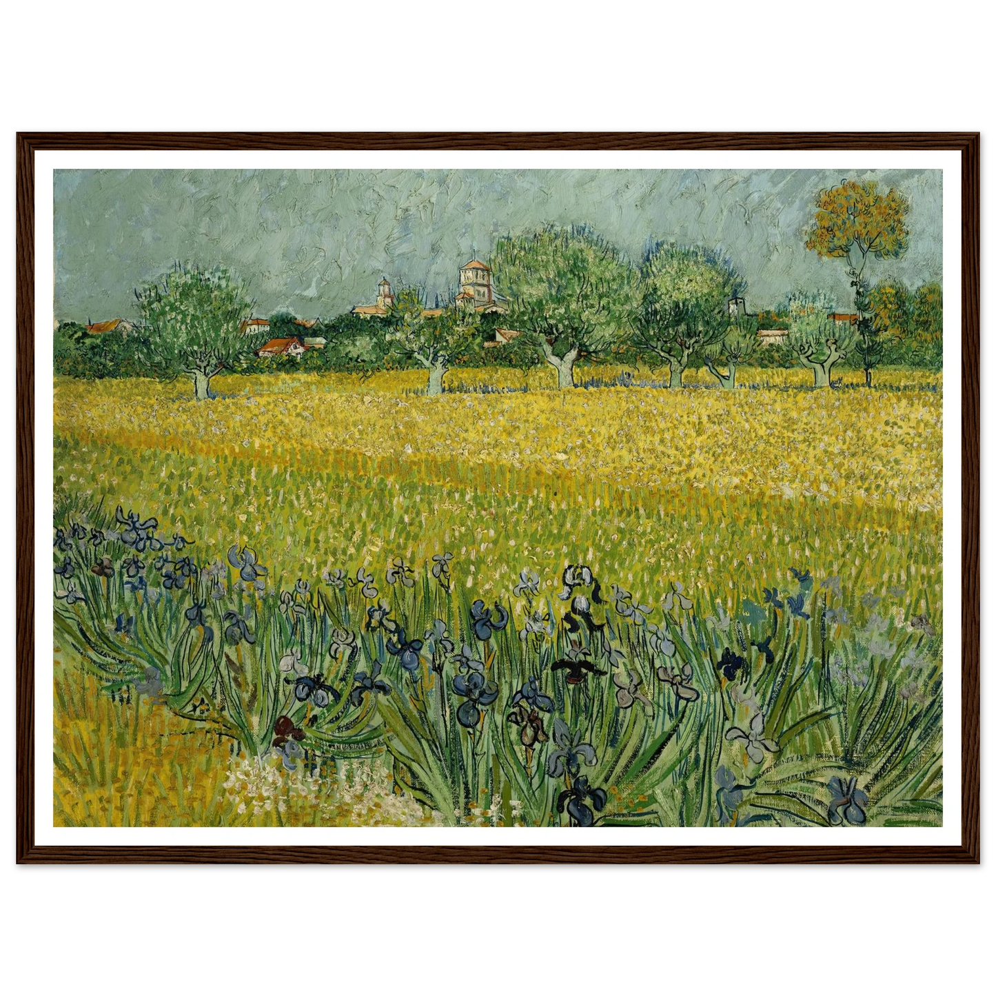Field with flowers near Arles (1888) Art Print | Vincent van Gogh - Framed Poster - 30x40 cm / 12x16″ - Black frame