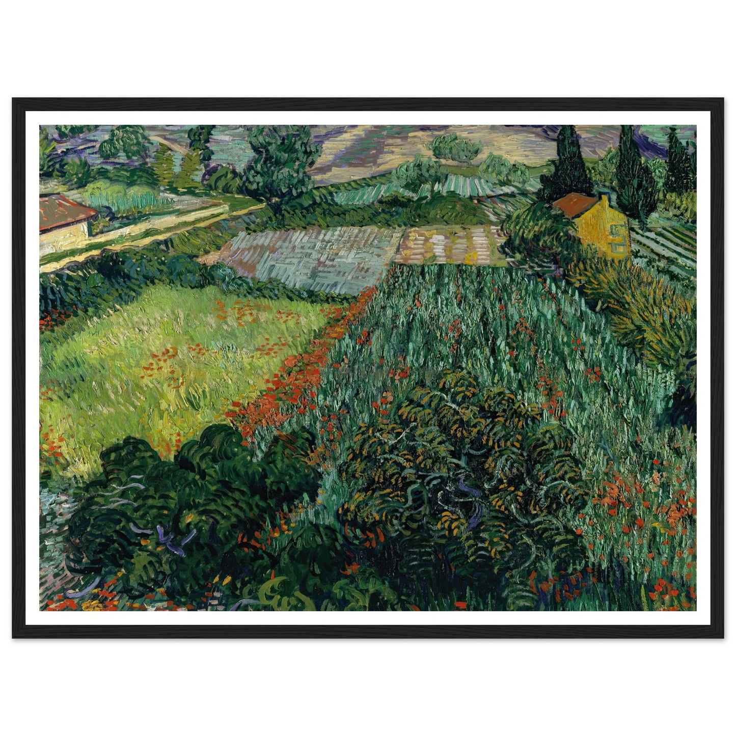 Field with Poppies (1889) Art Print | Vincent van Gogh - Framed Poster - 30x40 cm / 12x16″ - Black frame