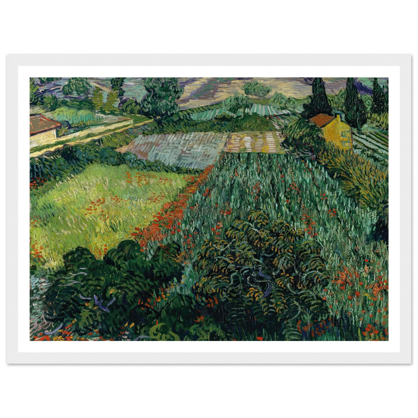 Field with Poppies (1889) Art Print | Vincent van Gogh - Framed Poster - 30x40 cm / 12x16″ - Black frame