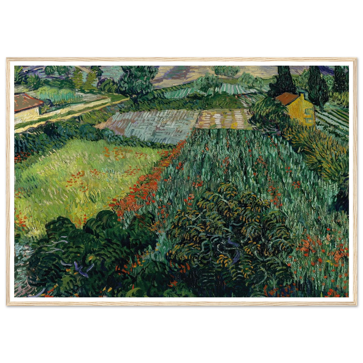 Field with Poppies (1889) Art Print | Vincent van Gogh - Framed Poster - 30x40 cm / 12x16″ - Black frame