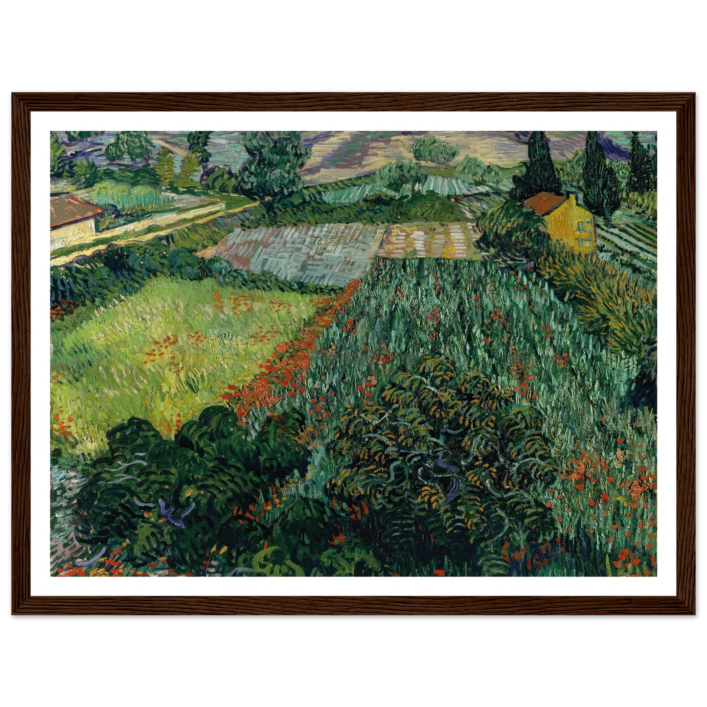 Field with Poppies (1889) Art Print | Vincent van Gogh - Framed Poster - 30x40 cm / 12x16″ - Black frame