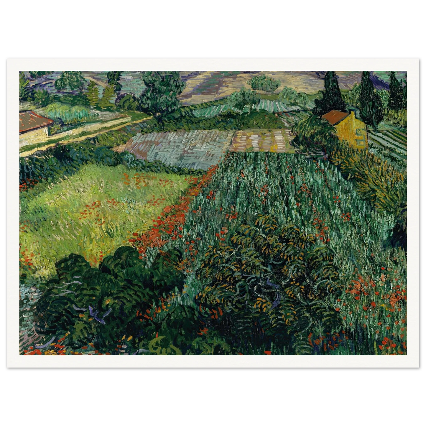Field with Poppies (1889) Art Print | Vincent van Gogh - Framed Poster - 30x40 cm / 12x16″ - Black frame