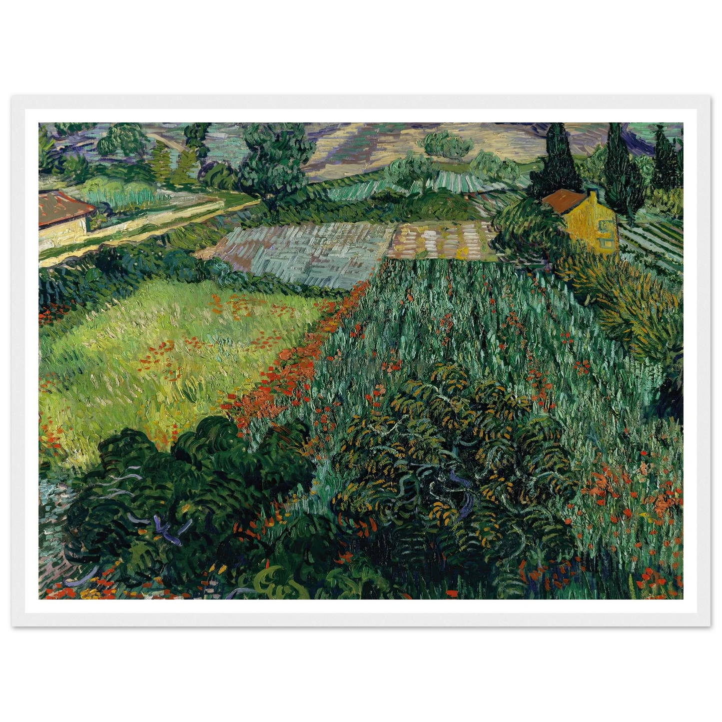 Field with Poppies (1889) Art Print | Vincent van Gogh - Framed Poster - 30x40 cm / 12x16″ - Black frame