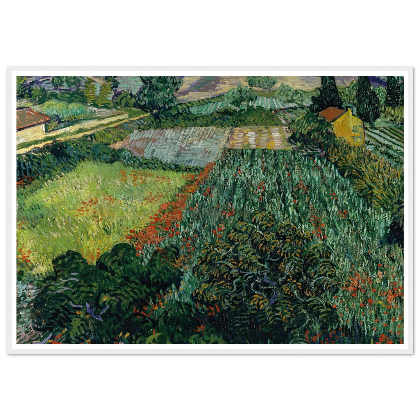 Field with Poppies (1889) Art Print | Vincent van Gogh - Framed Poster - 30x40 cm / 12x16″ - Black frame