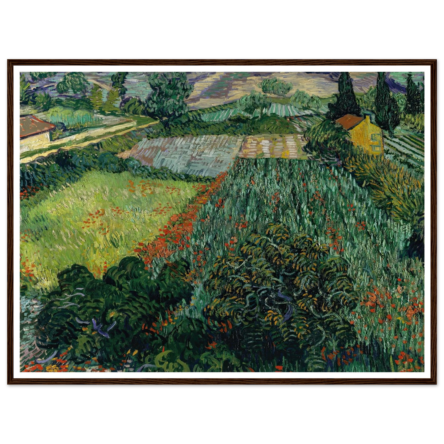 Field with Poppies (1889) Art Print | Vincent van Gogh - Framed Poster - 30x40 cm / 12x16″ - Black frame