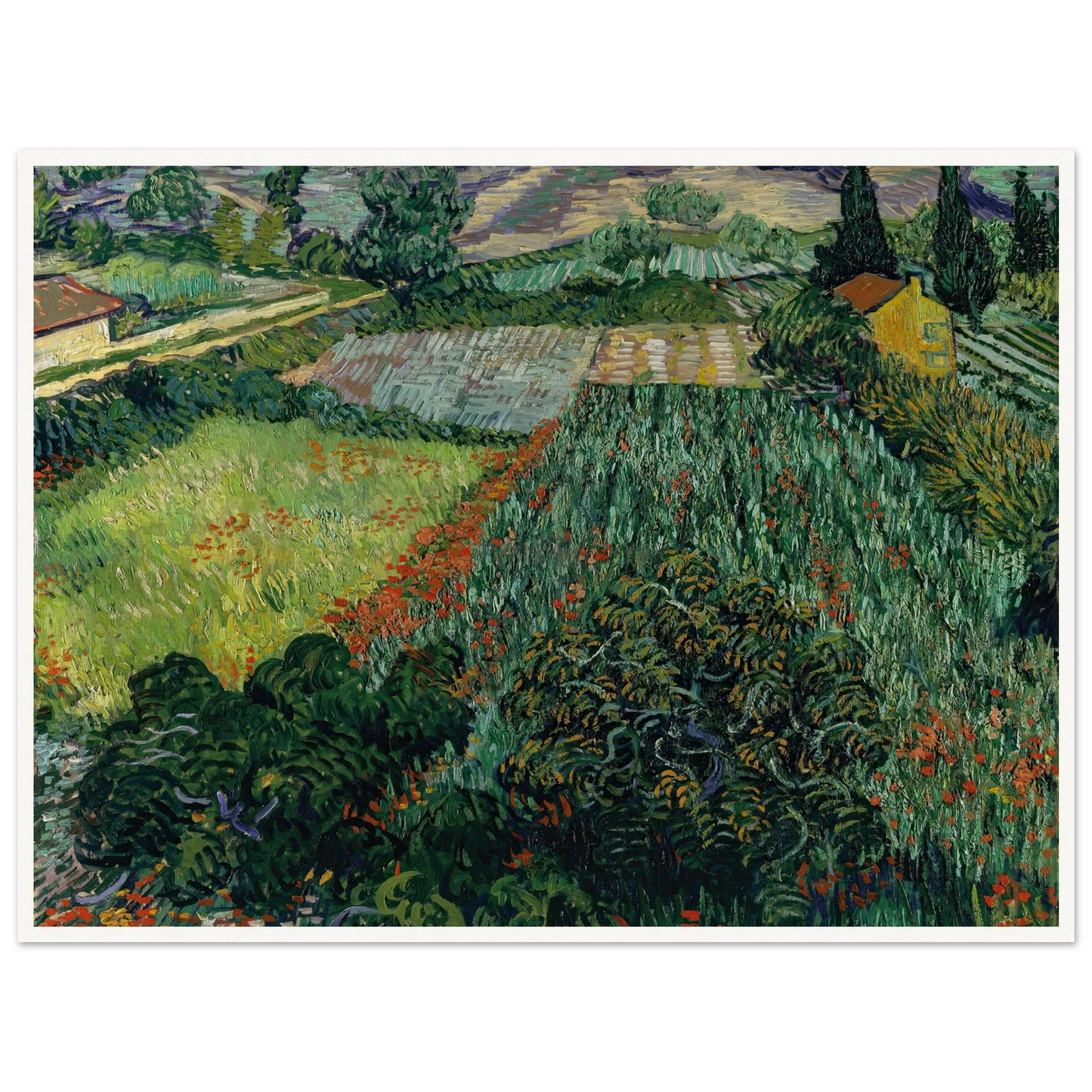 Field with Poppies (1889) Art Print | Vincent van Gogh - Framed Poster - 30x40 cm / 12x16″ - Black frame