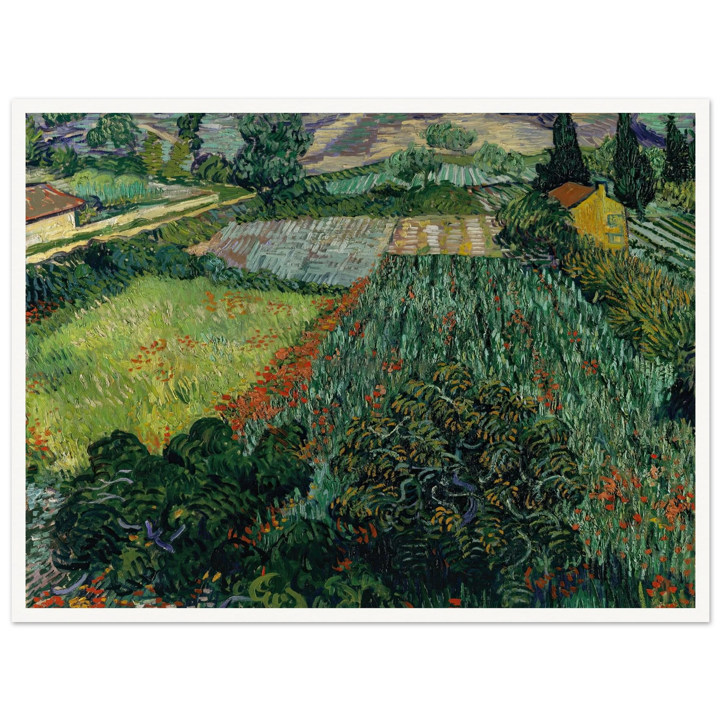 Field with Poppies (1889) Art Print | Vincent van Gogh - Framed Poster - 30x40 cm / 12x16″ - Black frame