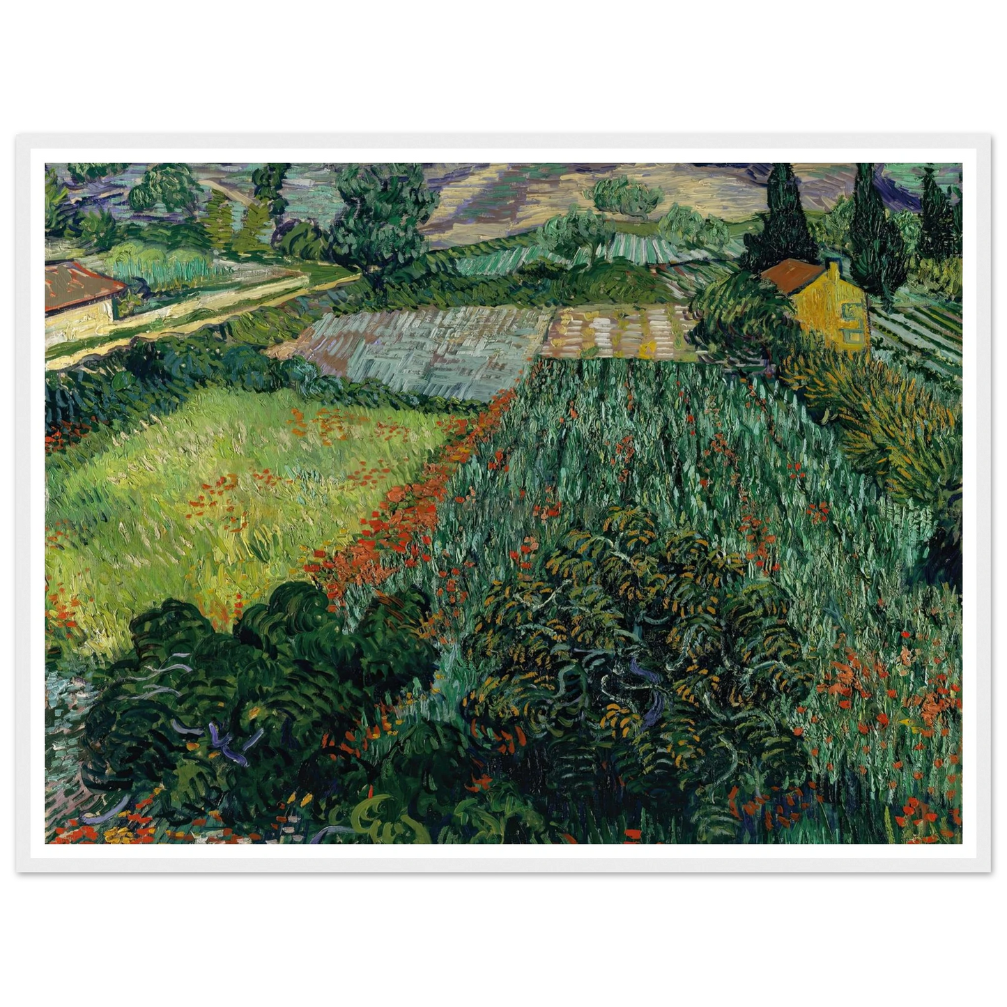 Field with Poppies (1889) Art Print | Vincent van Gogh - Framed Poster - 30x40 cm / 12x16″ - Black frame