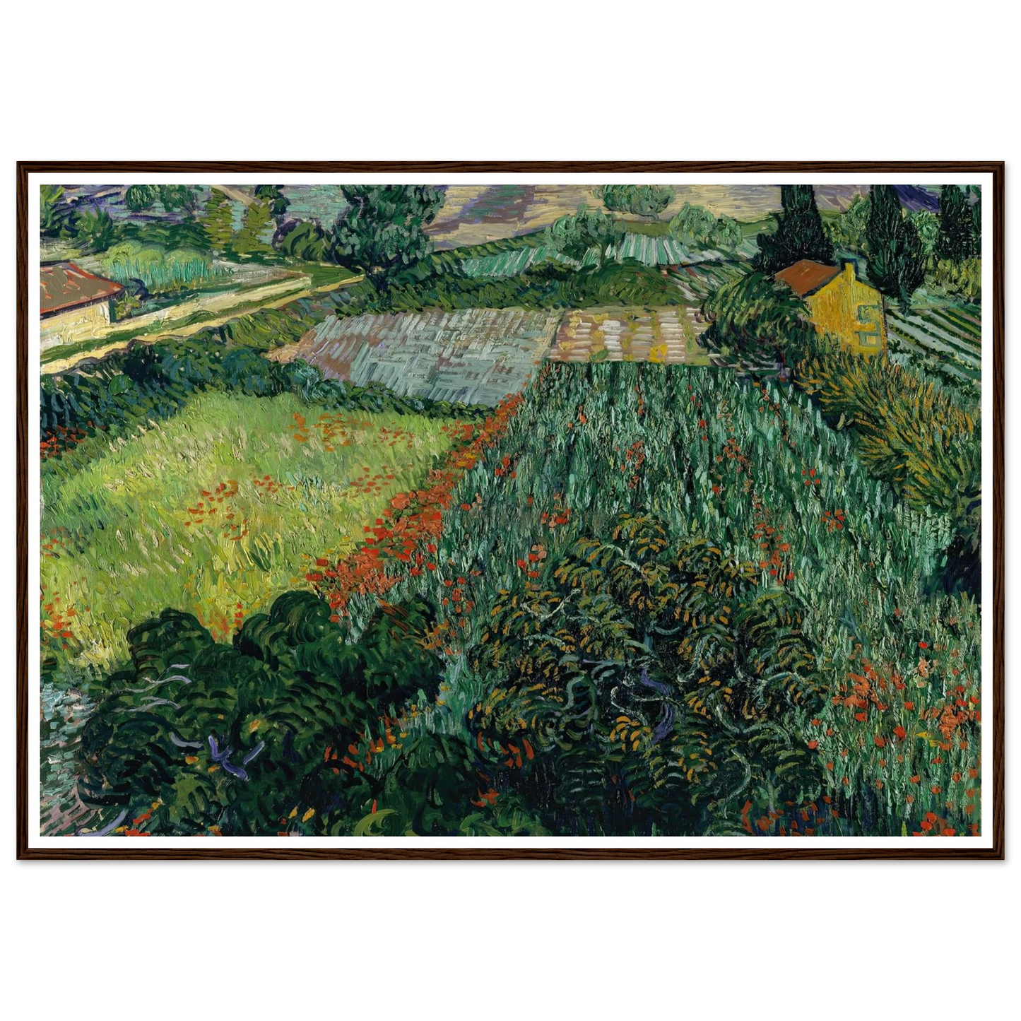 Field with Poppies (1889) Art Print | Vincent van Gogh - Framed Poster - 30x40 cm / 12x16″ - Black frame