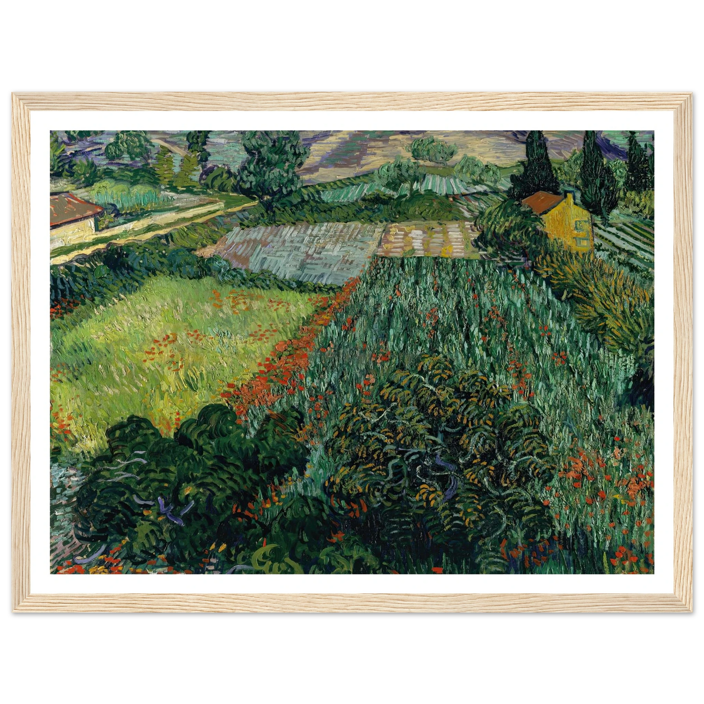Field with Poppies (1889) Art Print | Vincent van Gogh - Framed Poster - 30x40 cm / 12x16″ - Black frame