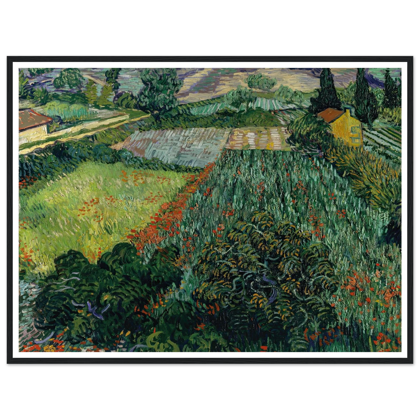 Field with Poppies (1889) Art Print | Vincent van Gogh - Framed Poster - 30x40 cm / 12x16″ - Black frame