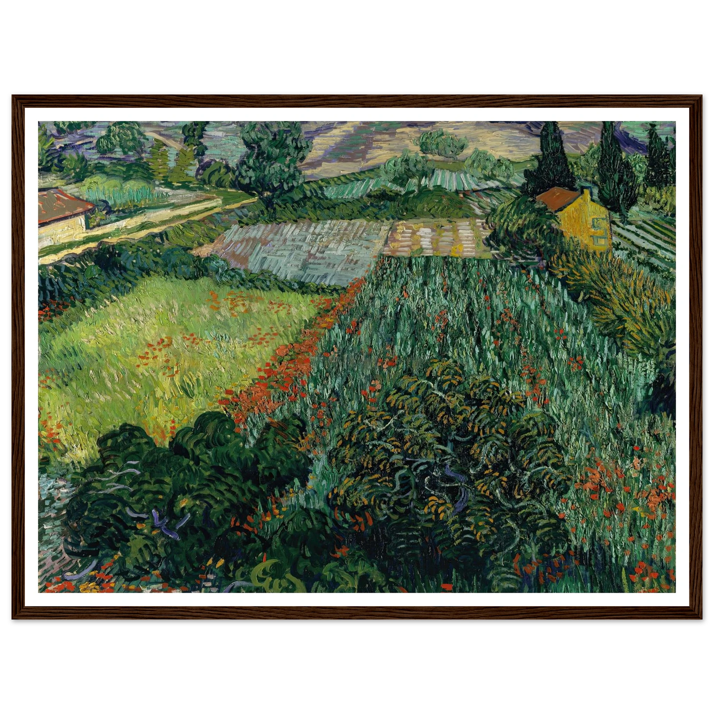 Field with Poppies (1889) Art Print | Vincent van Gogh - Framed Poster - 30x40 cm / 12x16″ - Black frame