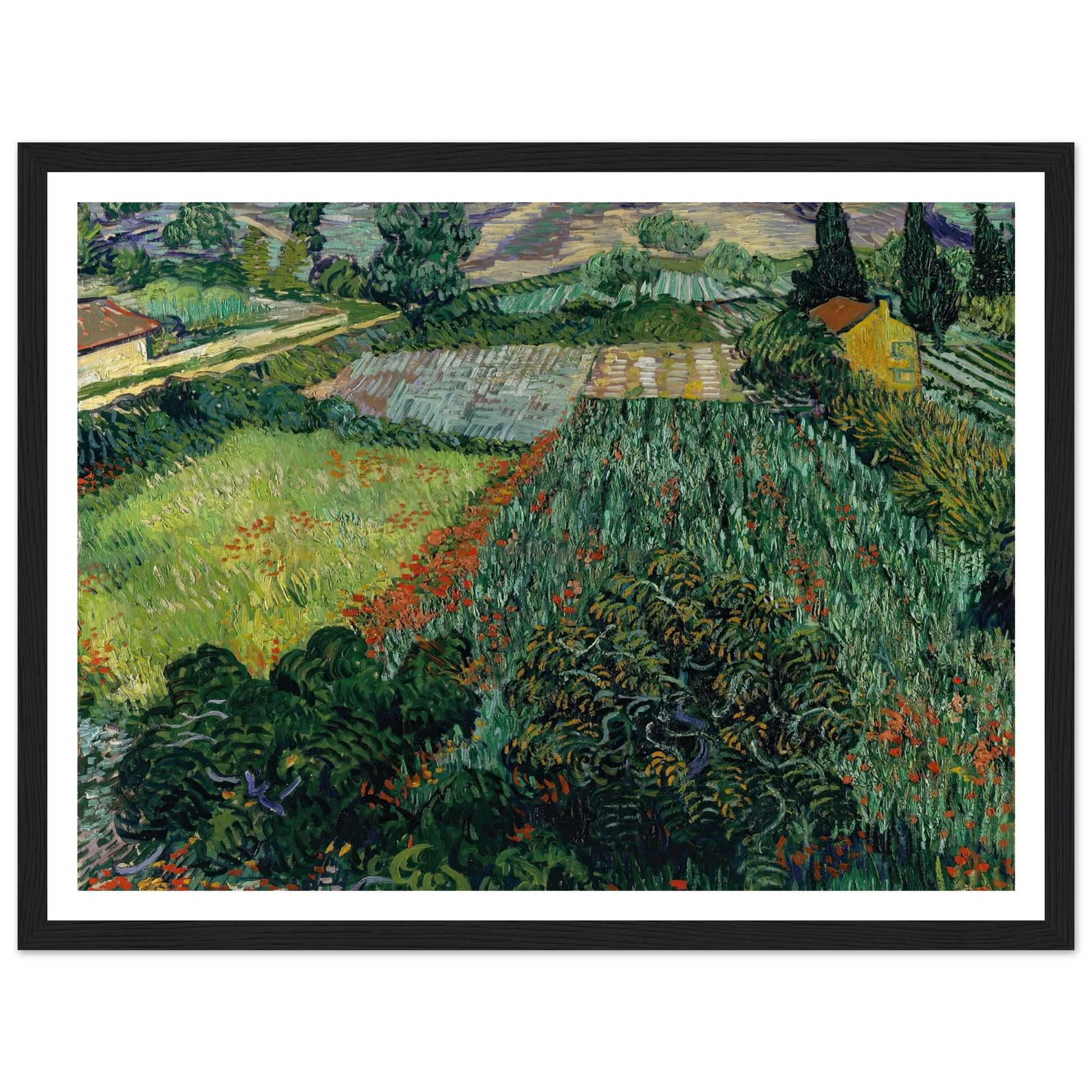 Field with Poppies (1889) Art Print | Vincent van Gogh - Framed Poster - 30x40 cm / 12x16″ - Black frame
