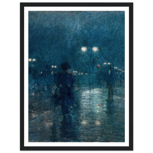Fifth Avenue Nocturne (c. 1895) Art Print | Childe Hassam - Framed Poster - 30x40 cm / 12x16″ - Black frame