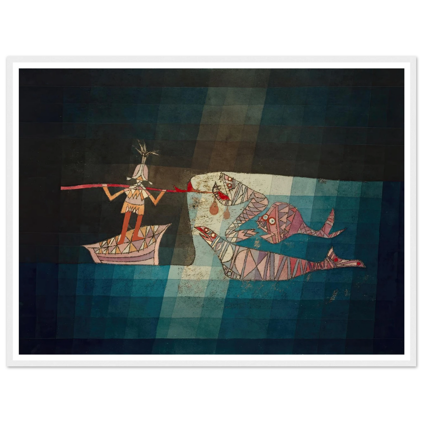 Fighting scene from the comic-fantastic opera ‘the seafarer’ (1923) Art Print | Paul Klee - Framed Poster - 30x40 cm / 12x16″ - Black frame