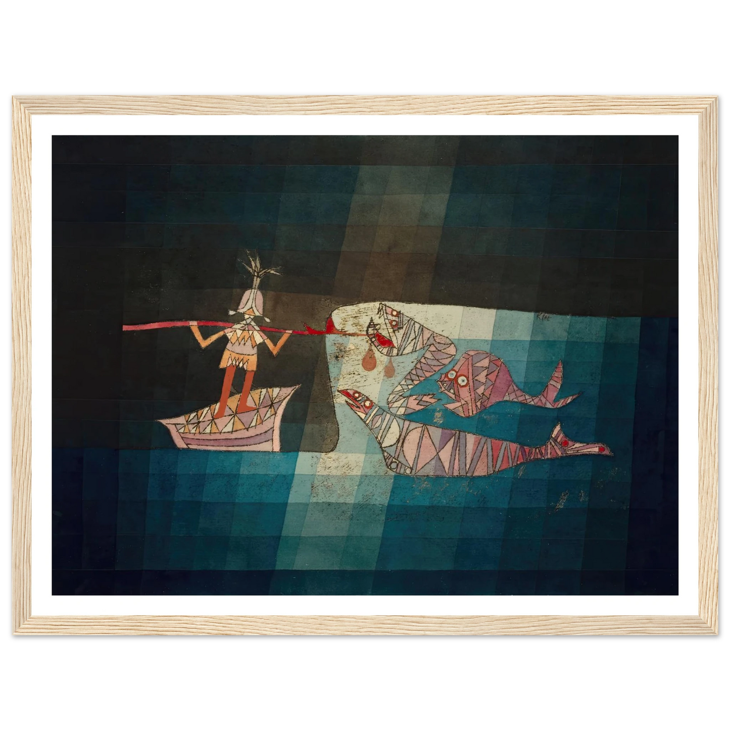 Fighting scene from the comic-fantastic opera ‘the seafarer’ (1923) Art Print | Paul Klee - Framed Poster - 30x40 cm / 12x16″ - Black frame