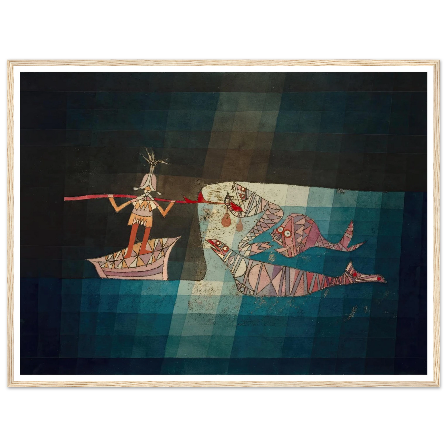 Fighting scene from the comic-fantastic opera ‘the seafarer’ (1923) Art Print | Paul Klee - Framed Poster - 30x40 cm / 12x16″ - Black frame