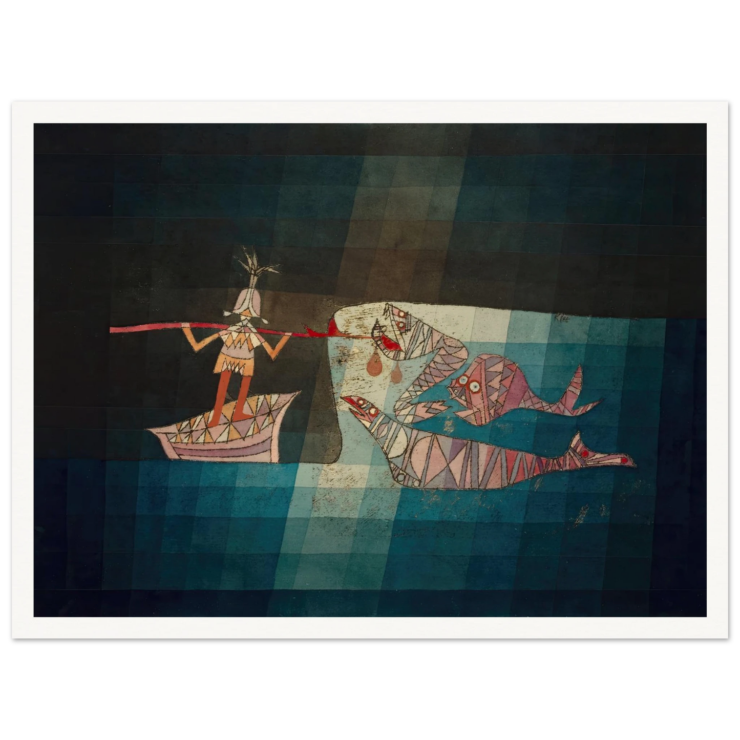 Fighting scene from the comic-fantastic opera ‘the seafarer’ (1923) Art Print | Paul Klee - Framed Poster - 30x40 cm / 12x16″ - Black frame