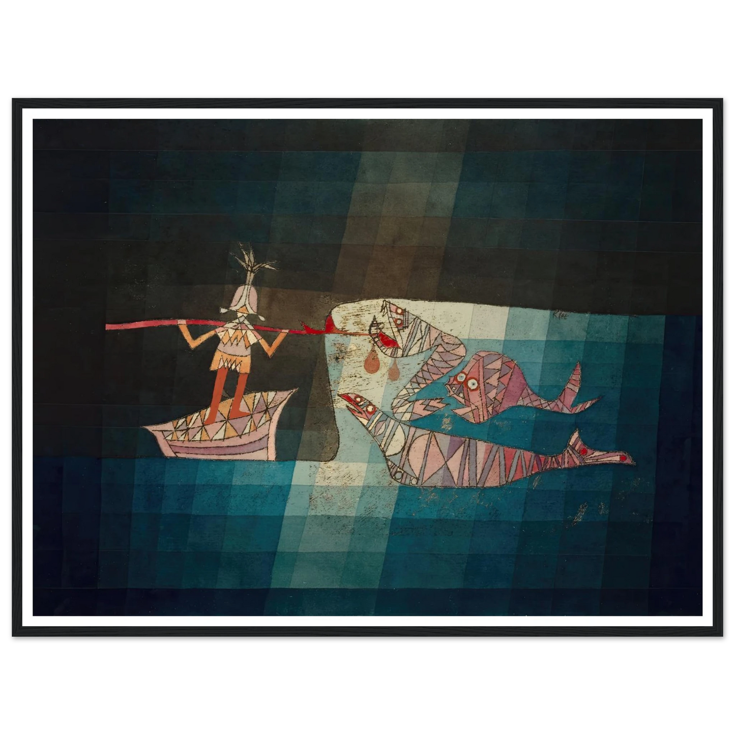 Fighting scene from the comic-fantastic opera ‘the seafarer’ (1923) Art Print | Paul Klee - Framed Poster - 30x40 cm / 12x16″ - Black frame