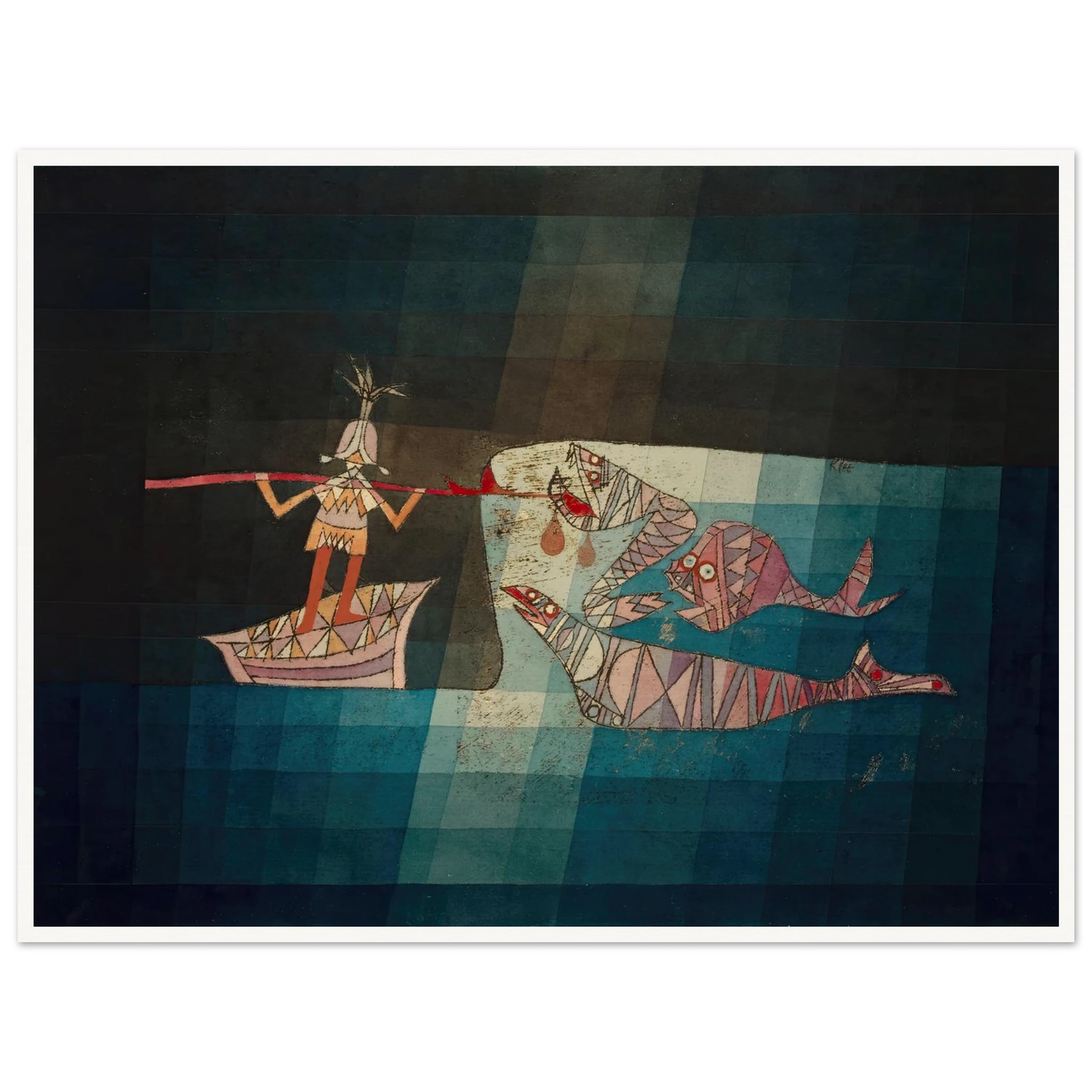 Fighting scene from the comic-fantastic opera ‘the seafarer’ (1923) Art Print | Paul Klee - Framed Poster - 30x40 cm / 12x16″ - Black frame