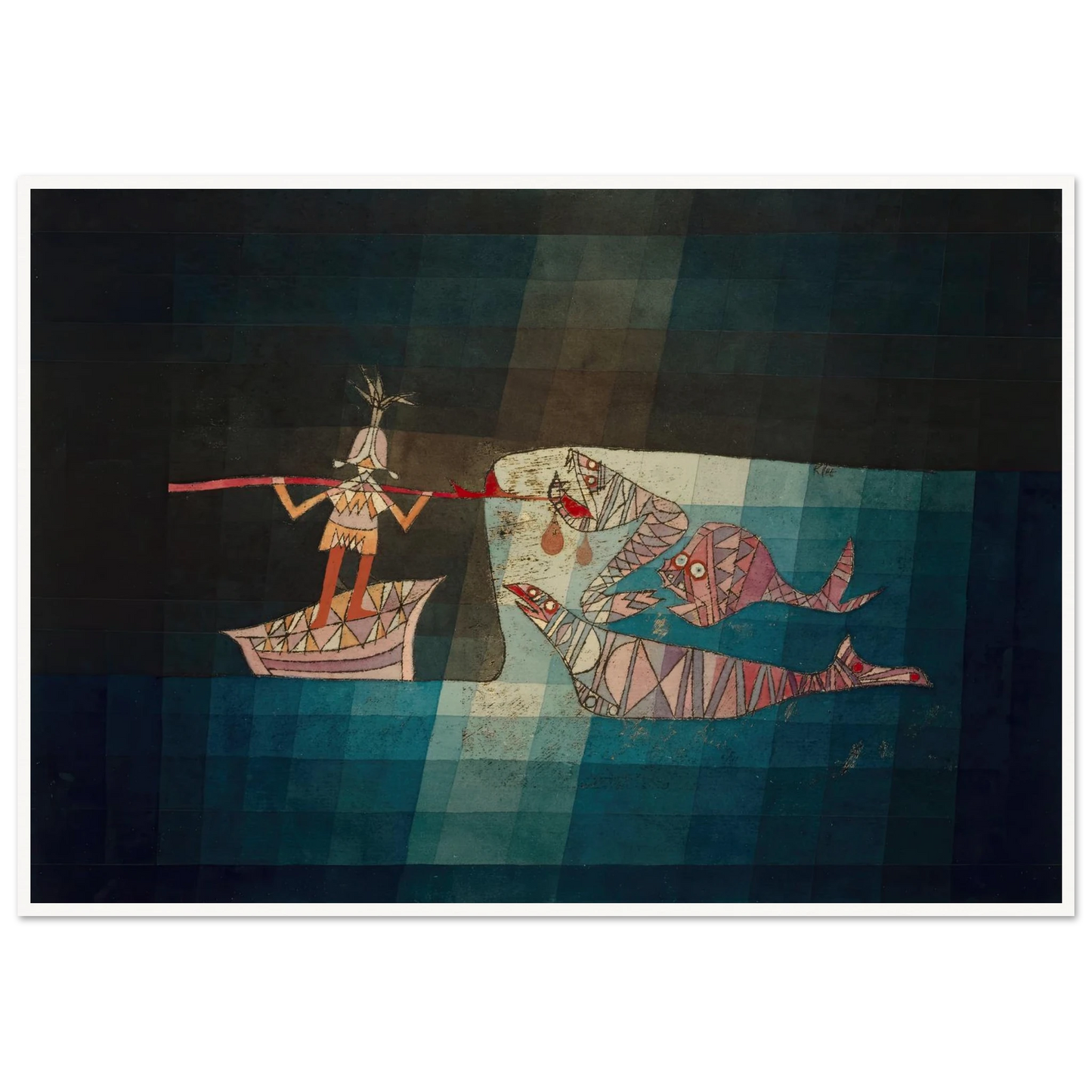 Fighting scene from the comic-fantastic opera ‘the seafarer’ (1923) Art Print | Paul Klee - Framed Poster - 30x40 cm / 12x16″ - Black frame