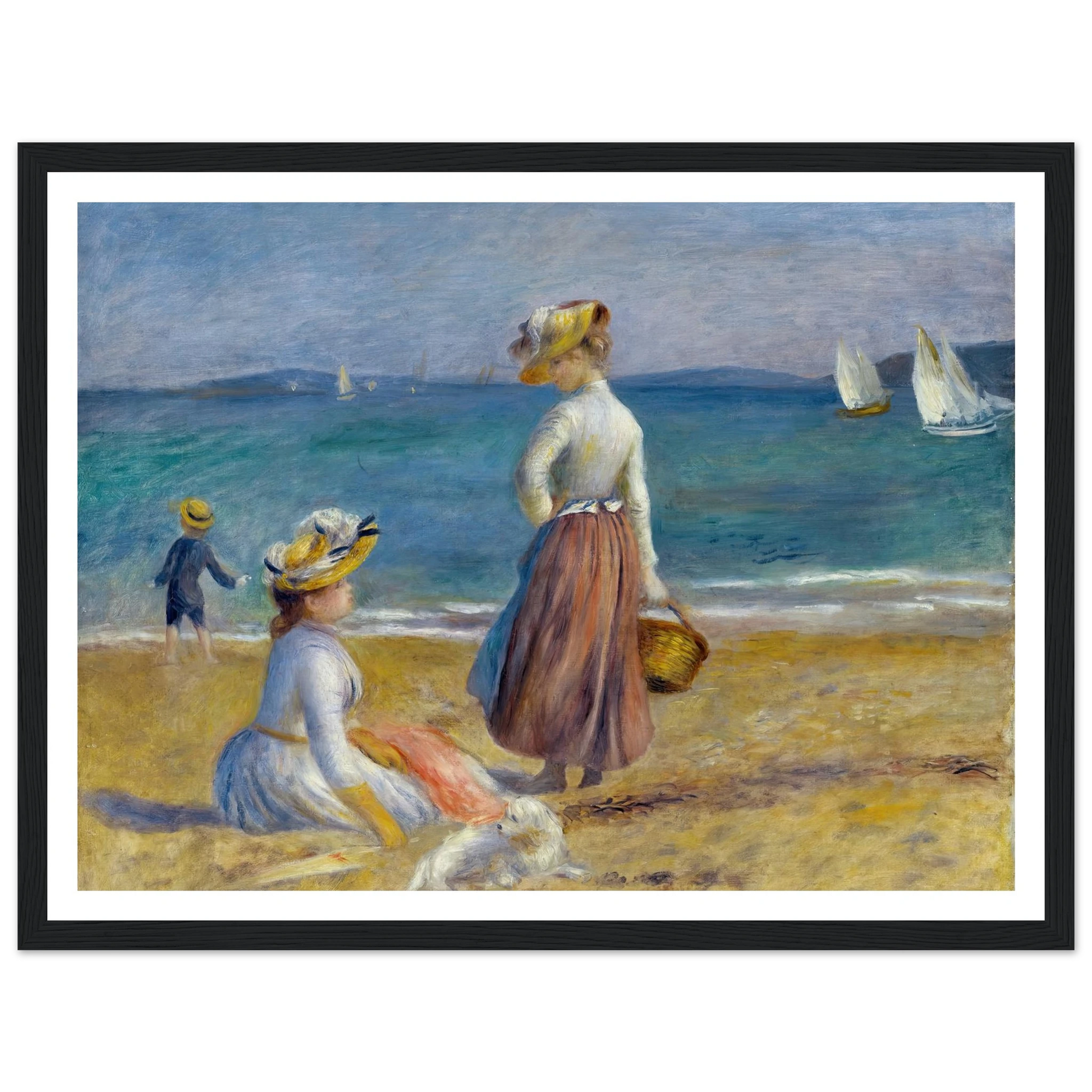 Figures on the Beach (1890) Art Print | Pierre Auguste Renoir - Framed Poster - 30x40 cm / 12x16″ - Black frame