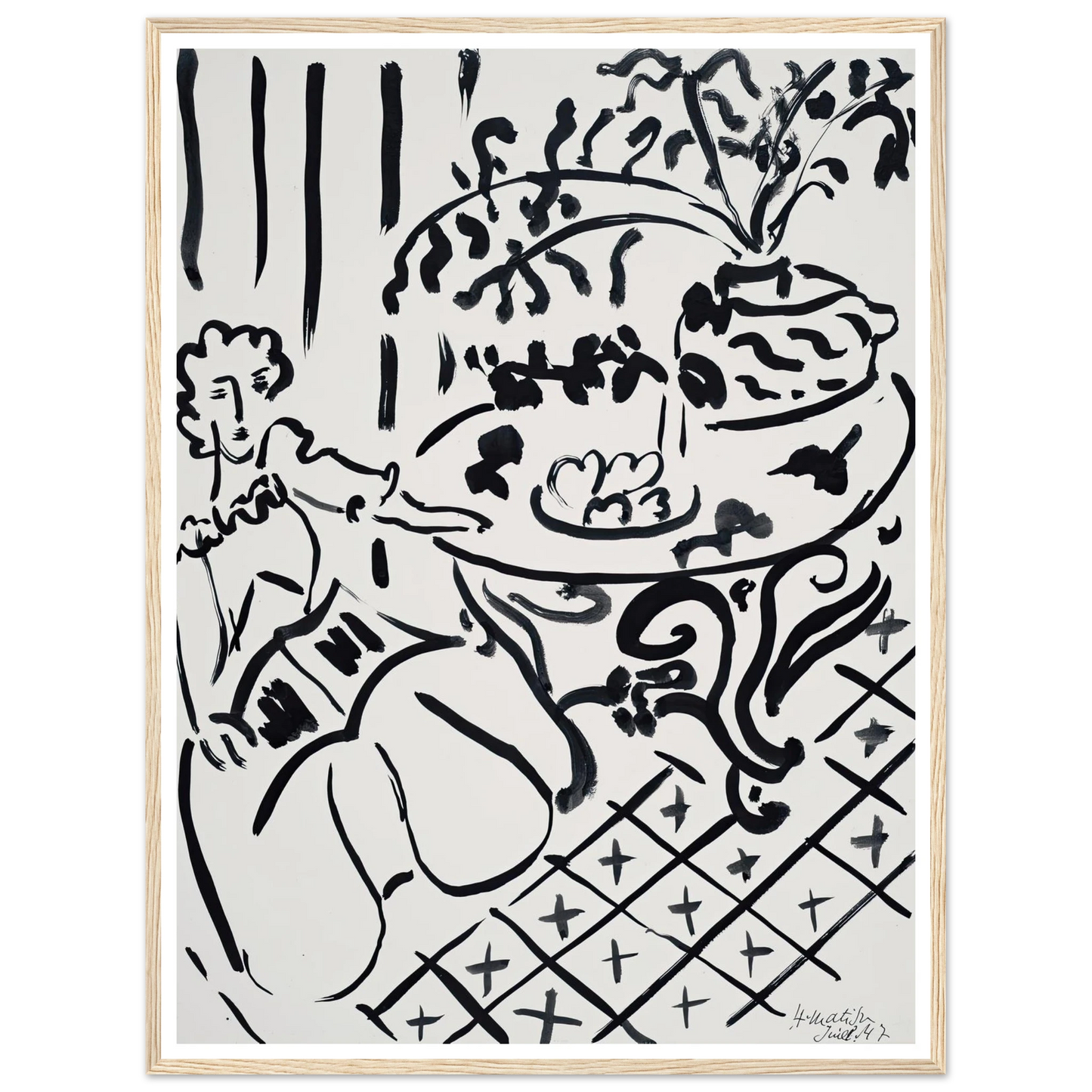 Fille assise à table (1947) Art Print | Henri Matisse - Framed Poster - 30x40 cm / 12x16″ - Black frame