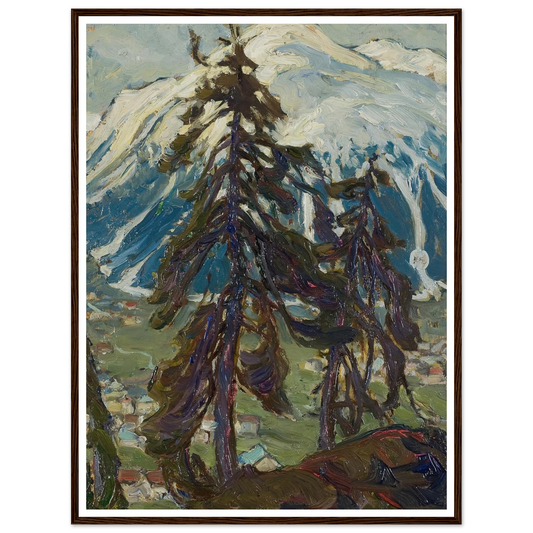 Fir Trees in front of the Mountains. Study from North Norway Art Print | Anna Boberg - Framed Poster - 30x40 cm / 12x16″ - Black frame