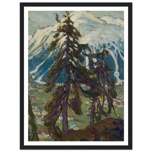 Fir Trees in front of the Mountains. Study from North Norway Art Print | Anna Boberg - Framed Poster - 30x40 cm / 12x16″ - Black frame