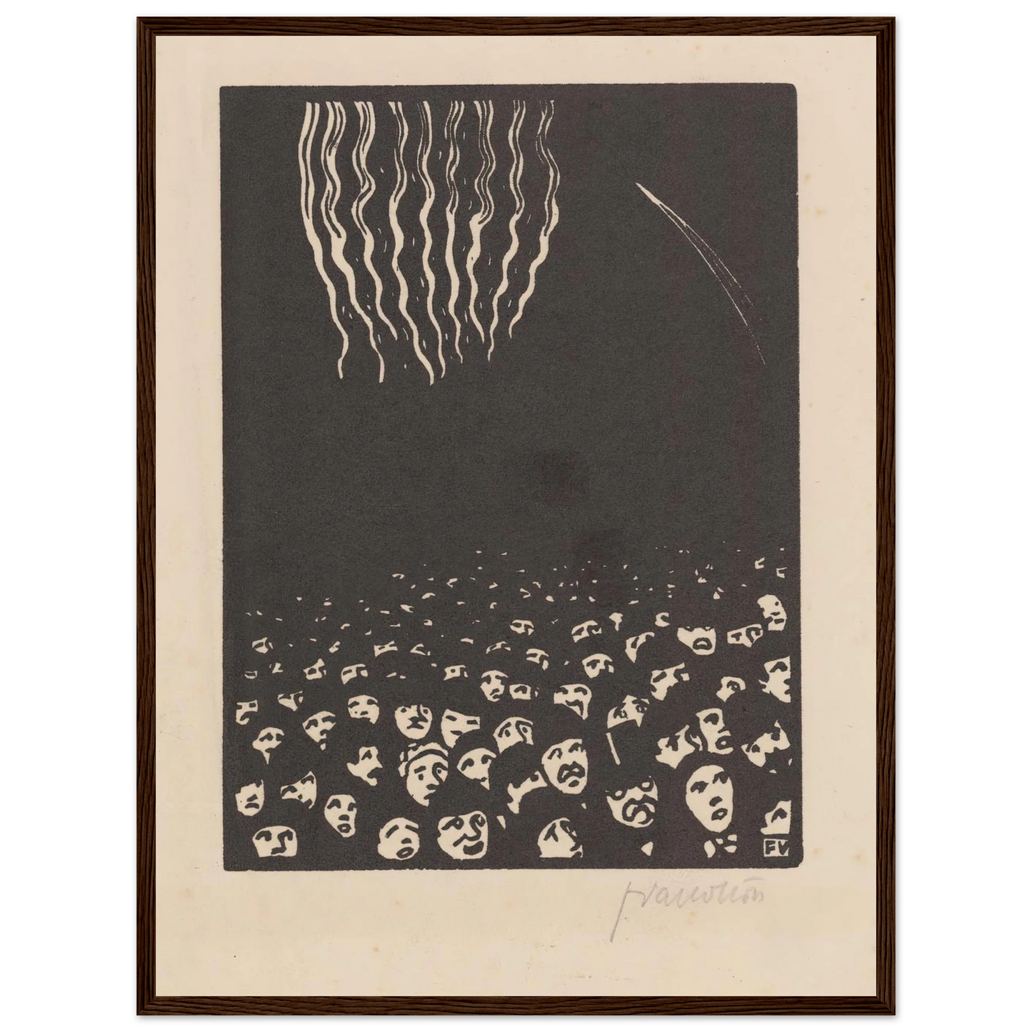 Fireworks (Le feu d’artifice) (1901) Art Print | Felix Vallotton - Framed Poster - 30x40 cm / 12x16″ - Black frame