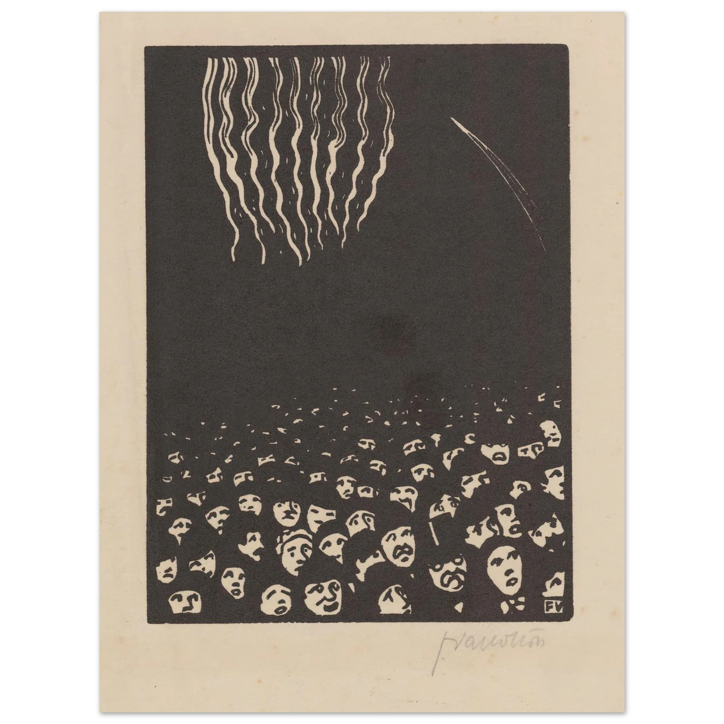 Fireworks (Le feu d’artifice) (1901) Art Print | Felix Vallotton - Framed Poster - 30x40 cm / 12x16″ - Black frame
