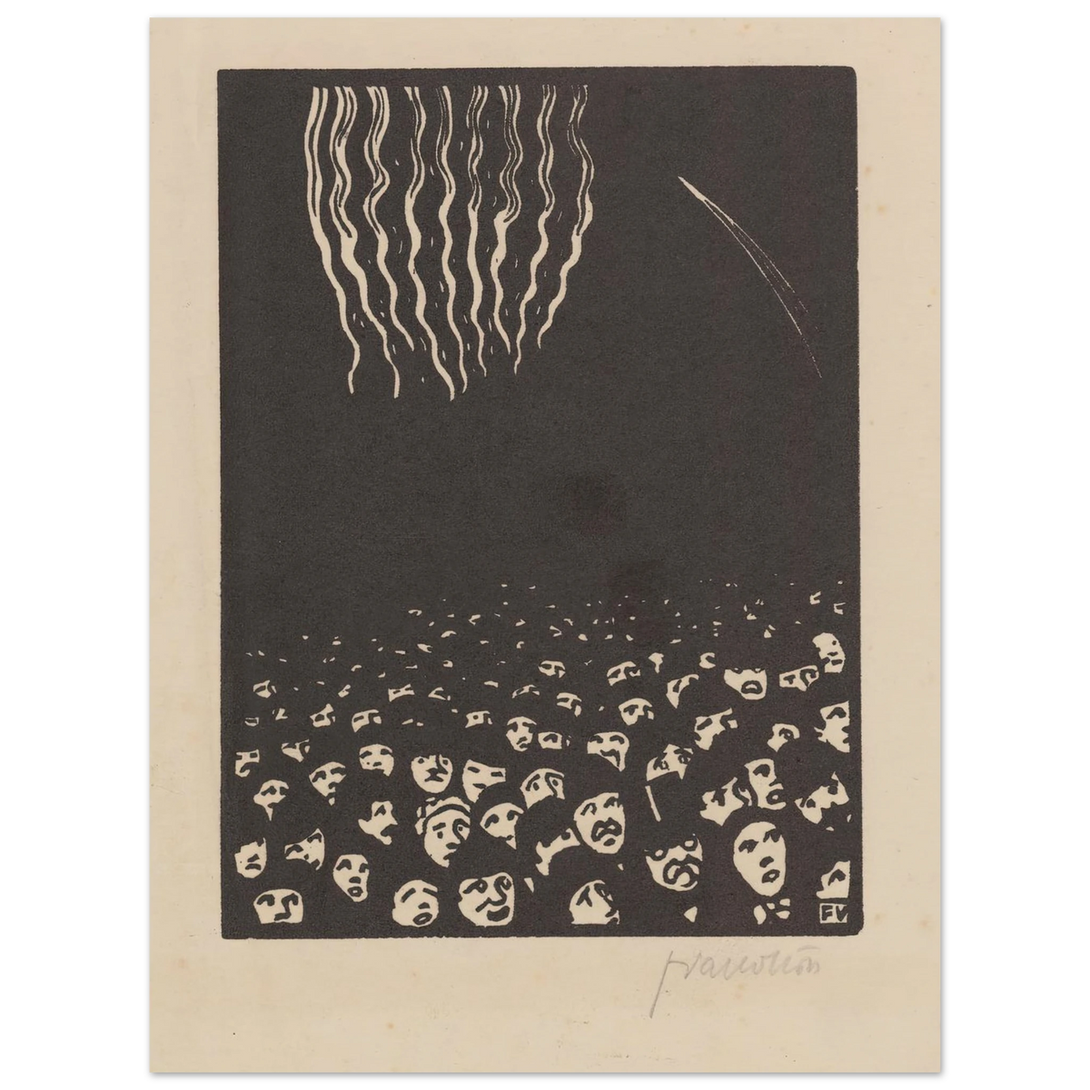 Fireworks (Le feu d’artifice) (1901) Art Print | Felix Vallotton - Framed Poster - 30x40 cm / 12x16″ - Black frame