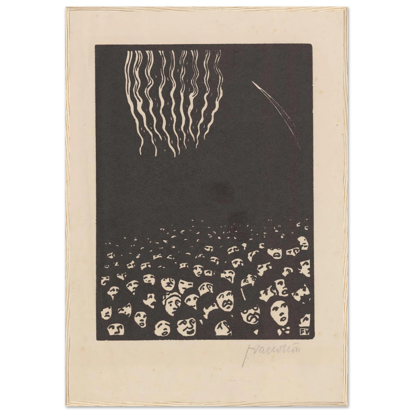 Fireworks (Le feu d’artifice) (1901) Art Print | Felix Vallotton - Framed Poster - 30x40 cm / 12x16″ - Black frame