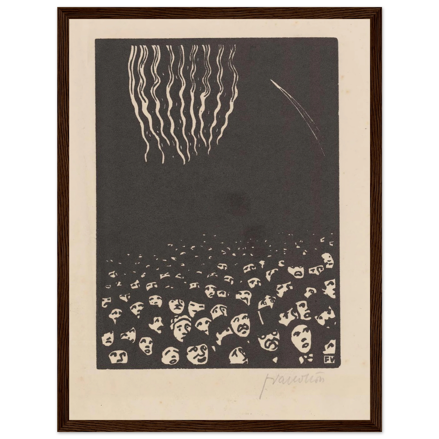 Fireworks (Le feu d’artifice) (1901) Art Print | Felix Vallotton - Framed Poster - 30x40 cm / 12x16″ - Black frame