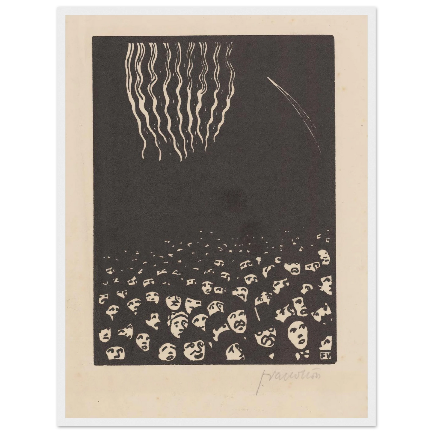 Fireworks (Le feu d’artifice) (1901) Art Print | Felix Vallotton - Framed Poster - 30x40 cm / 12x16″ - Black frame