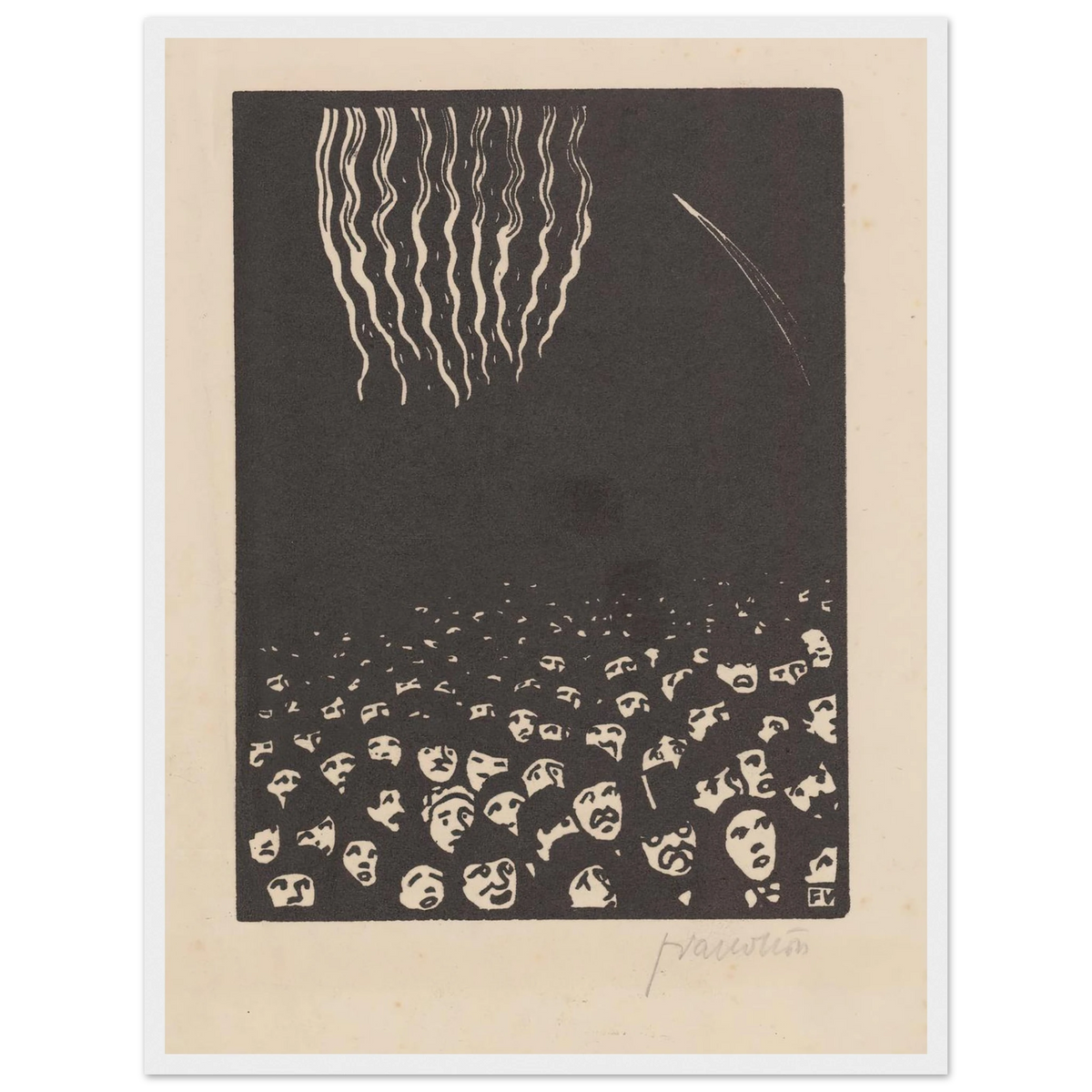 Fireworks (Le feu d’artifice) (1901) Art Print | Felix Vallotton - Framed Poster - 30x40 cm / 12x16″ - Black frame
