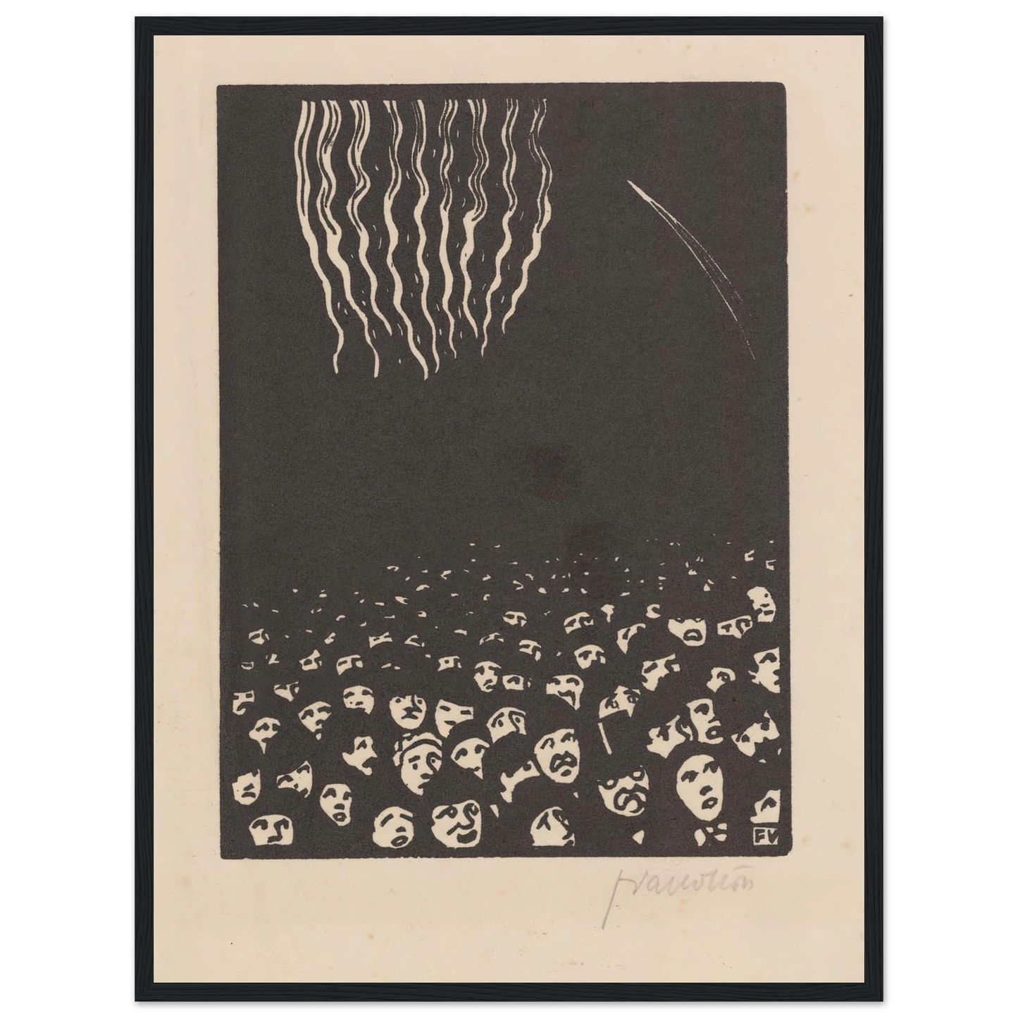 Fireworks (Le feu d’artifice) (1901) Art Print | Felix Vallotton - Framed Poster - 30x40 cm / 12x16″ - Black frame
