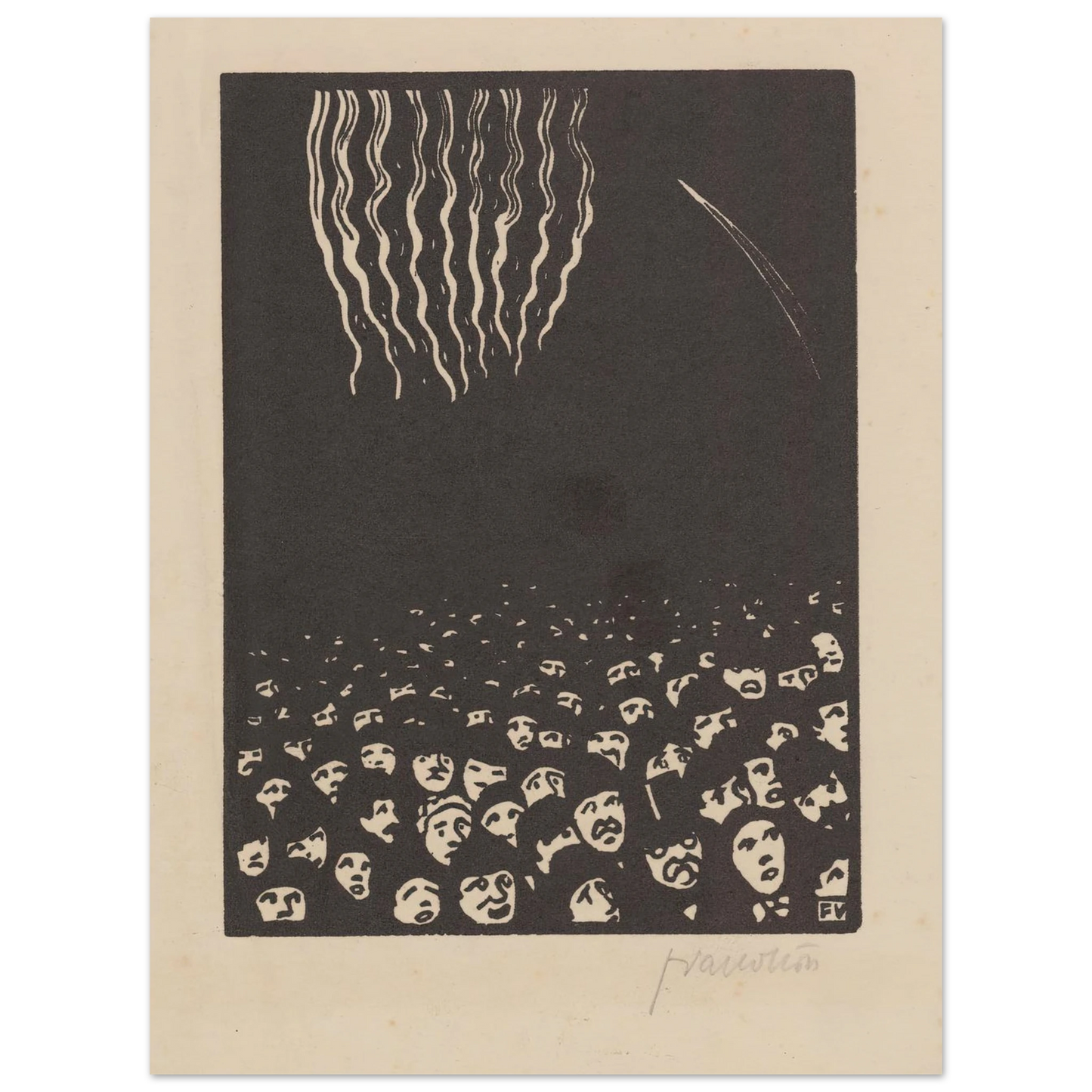 Fireworks (Le feu d’artifice) (1901) Art Print | Felix Vallotton - Framed Poster - 30x40 cm / 12x16″ - Black frame