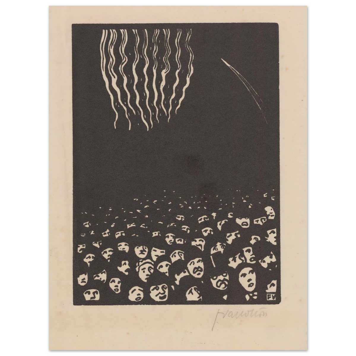 Fireworks (Le feu d’artifice) (1901) Art Print | Felix Vallotton - Framed Poster - 30x40 cm / 12x16″ - Black frame